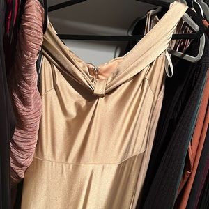 PORTIA AND SCARLETT off the shoulder gold gown